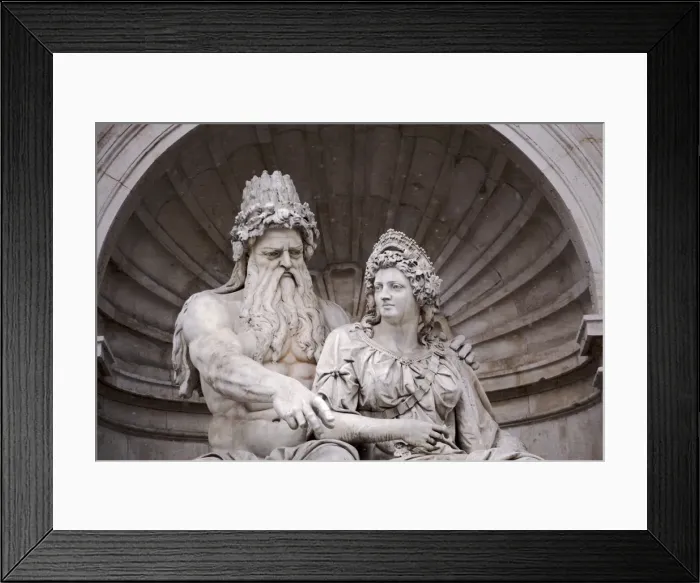 Framed Print : Vienna, Austria; Sculptural detail of a Baroque styled fountain