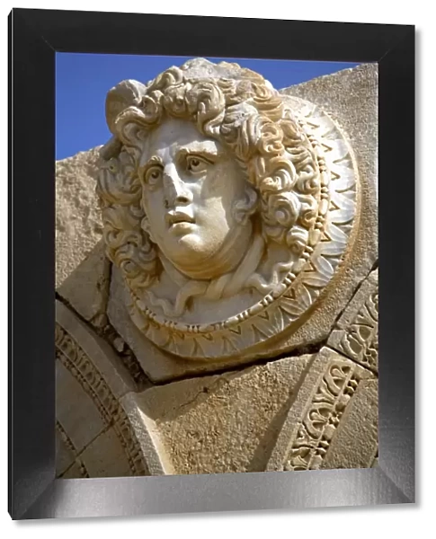 Libya; Tripolitania; Khums; The Head of the Medusa on arches in the Severan Forum at Leptis Magna