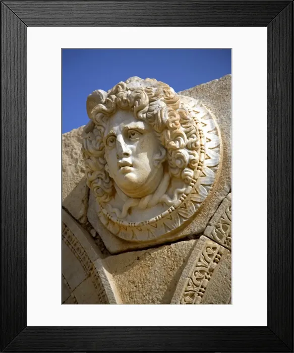 Framed Print : Libya; Tripolitania; Khums; The Head of the Medusa on arches in the Severan Forum at Leptis Magna Framed Print : Libya; Tripolitania; Khums; The Head of the Medusa on arches in the Severan Forum at Leptis Magna