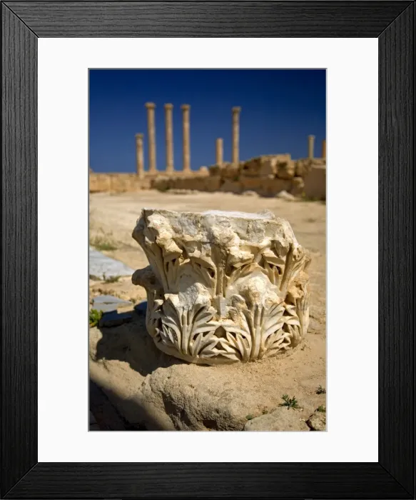 Framed Print : Libya, Tripolitania, Sabrahta; At the Roman city, the remains of a marble column