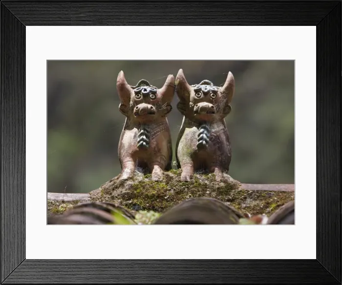 Framed Print : Peru, Clay bulls are common rooftop ornaments throughout Peru. Said to bring good luck Framed Print : Peru, Clay bulls are common rooftop ornaments throughout Peru. Said to bring good luck