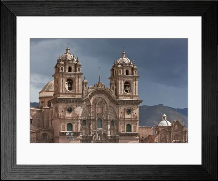 Framed Print : Peru, The magnificent baroque fazade of Iglesia de la Compania de Jesus church, Cusco, Plaza de Armas. Originally built by the Jesuits, 1651 Framed Print : Peru, The magnificent baroque fazade of Iglesia de la Compania de Jesus church, Cusco, Plaza de Armas. Originally built by the Jesuits, 1651