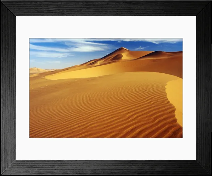 Framed Print : Libya, Fezzan, Erg Uan Kasa. Seemingly endless dunes at Erg Uan Kasa, a sand sea lying between Jebel Akakus