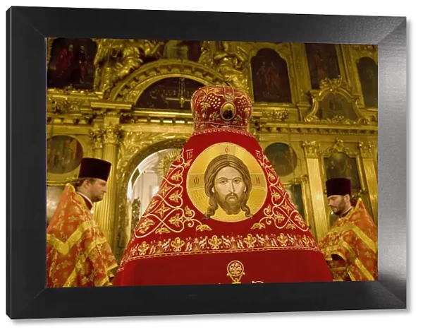 Russia, St. Petersburg; During an Easter Orthodox ceremony at Vladimirski Cathedral
