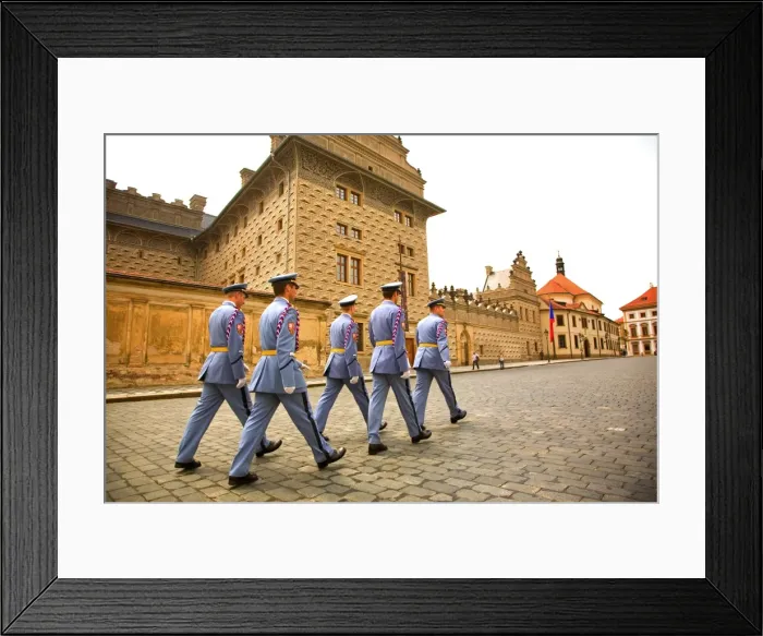 Framed Print : Czech Republic, Prague; Castle Guards marching in front of the Prague Castle Framed Print : Czech Republic, Prague; Castle Guards marching in front of the Prague Castle