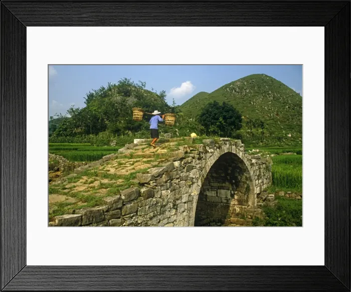 Framed Print : China, Guizhou Province, nr. Huangguoshu Falls. Stone-built humpbacked bridges are common in Bouyi Framed Print : China, Guizhou Province, nr. Huangguoshu Falls. Stone-built humpbacked bridges are common in Bouyi