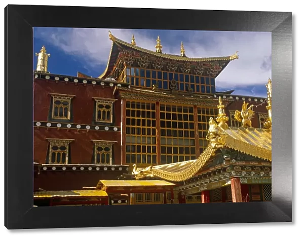 China, Yunnan Province, Zhongdian. The Dukhang, is one of Songzhanling Monasteries most prominent buildings