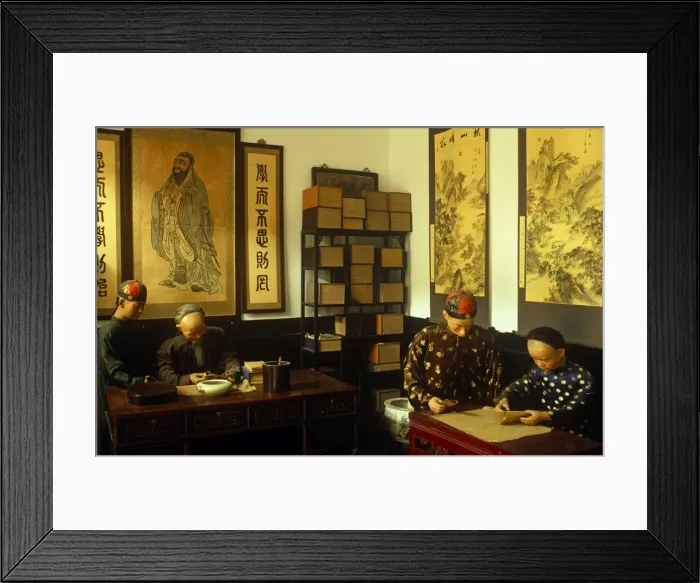 Framed Print : China, Shanxi Province, Pingyao, Qiaojiabao village. Mannequins help lend a flavour of old China at the Qiao Framed Print : China, Shanxi Province, Pingyao, Qiaojiabao village. Mannequins help lend a flavour of old China at the Qiao