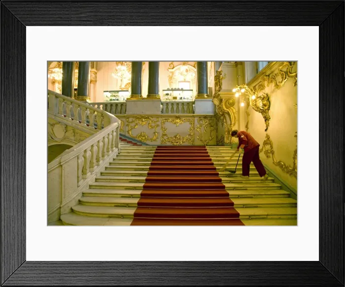 Framed Print : Russia, St. Petersburg; A worker inside the state Hermitage Museum Framed Print : Russia, St. Petersburg; A worker inside the state Hermitage Museum