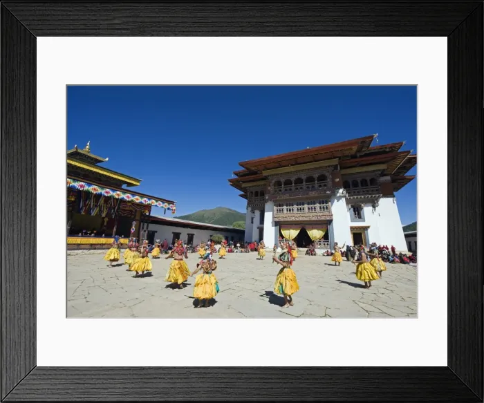 Framed Print : Asia, bhutan, Phobjikha valley, Tsechu festival at Gangtey Gompa Monastery