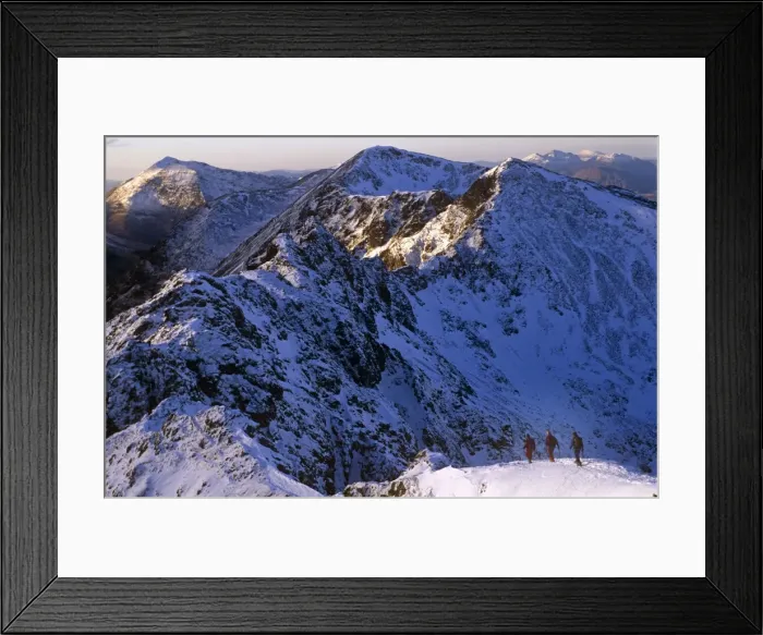 Framed Print : Traversing the Aonach Eagach Ridge above Glencoe, Scottish Highlands Framed Print : Traversing the Aonach Eagach Ridge above Glencoe, Scottish Highlands