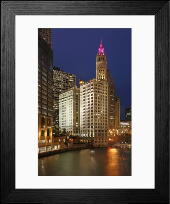 Framed Print : The Wrigley Building in the loop in Chicago on a rainy day. USA Framed Print : The Wrigley Building in the loop in Chicago on a rainy day. USA