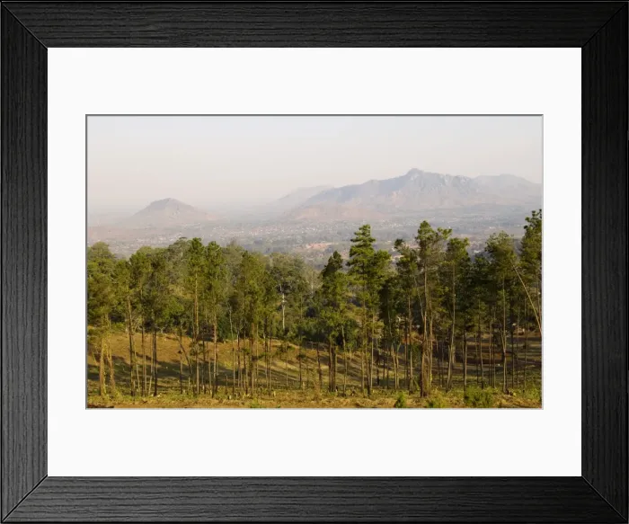 Framed Print : Malawi, Zomba. View over the town of Zomba from the lower slopes of Zomba Plateau where once there was dense Framed Print : Malawi, Zomba. View over the town of Zomba from the lower slopes of Zomba Plateau where once there was dense