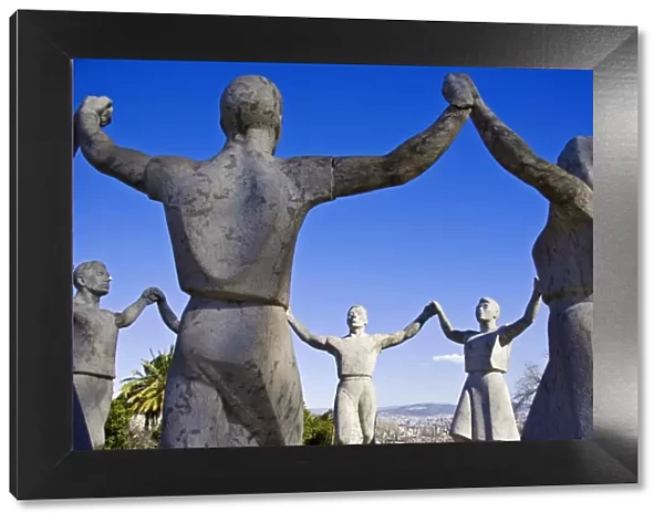A sculpture of people performing the Sardana, the traditional Catalan dance in Montjuic