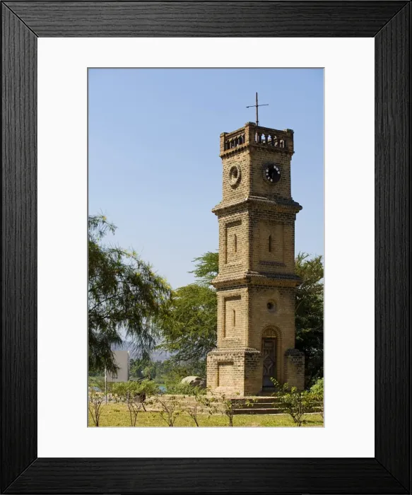 Framed Print : Malawi, Mangochi. Queen Victoria Clocktower, built in 1903, is a prominent landmark Framed Print : Malawi, Mangochi. Queen Victoria Clocktower, built in 1903, is a prominent landmark
