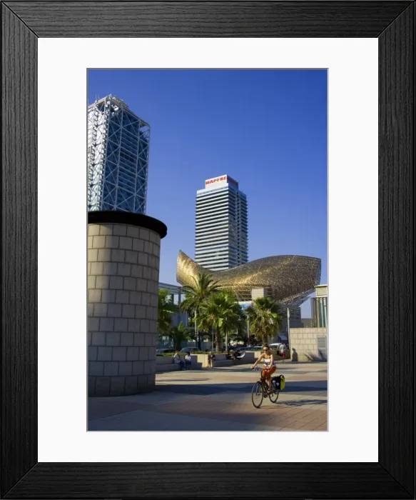 Framed Print : Barceloneta Beach and Port Olimpic with Frank Gehry Sculpture, Barcelona, Spain Framed Print : Barceloneta Beach and Port Olimpic with Frank Gehry Sculpture, Barcelona, Spain