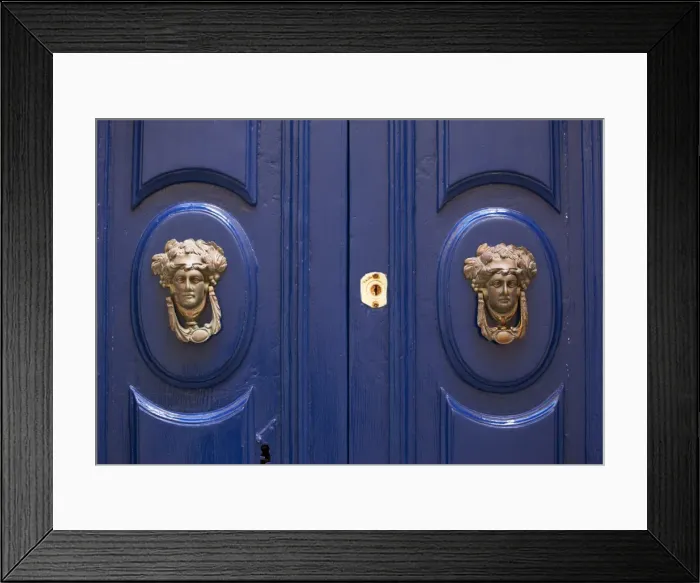 Framed Print : Malta, Europe; Ornamental door knobs found on an old house in Rabat