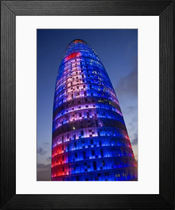 Framed Print : Agbar Tower, 142m skyscraper by architect Jean Nouve, Glorias Square, Barcelona, Spain Framed Print : Agbar Tower, 142m skyscraper by architect Jean Nouve, Glorias Square, Barcelona, Spain