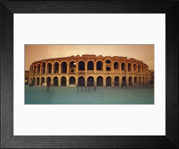 Framed Print : Italy, Veneto, Verona, Western Europe; The fames Arena di Verona; dating back to the Romans seved for spectacles for gladiators and exotic animals and today serves mainly as an open-air