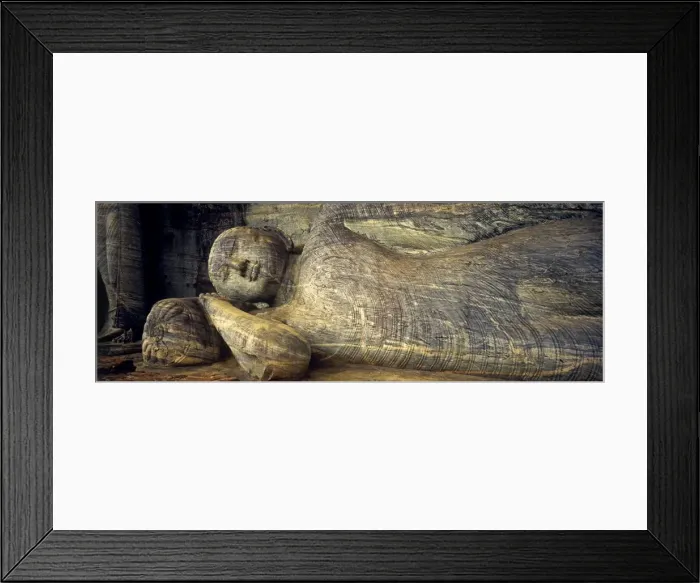Framed Print : Sri Lanka, Polonnaruwa, Gal Vihara. A celebrated 14-metre long recumbent Buddha statue lies in the Gal Vihara, or Cave of the Spirits Framed Print : Sri Lanka, Polonnaruwa, Gal Vihara. A celebrated 14-metre long recumbent Buddha statue lies in the Gal Vihara, or Cave of the Spirits