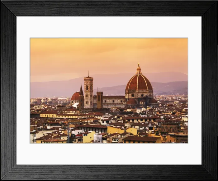 Framed Print : Italy, Florence, Tuscany, Western Europe; The Duomo of which the cupola is designed by famed Italian architect Brunelleschi and its surroundings, a Unesco World Framed Print : Italy, Florence, Tuscany, Western Europe; The Duomo of which the cupola is designed by famed Italian architect Brunelleschi and its surroundings, a Unesco World