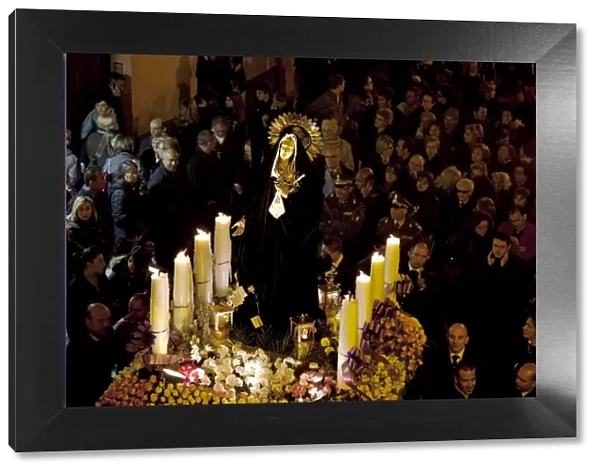 Sicily, Italy, Western Europe; The Addolorata during the Misteri procession on Good Friday