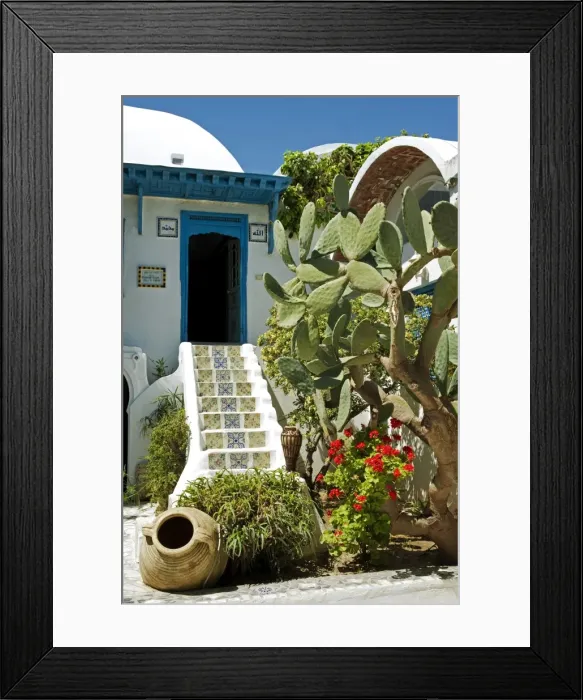 Framed Print : Tunisia, Tunis, Sidi-Bou-Said. Courtyard of a traditional riad or merchants house Framed Print : Tunisia, Tunis, Sidi-Bou-Said. Courtyard of a traditional riad or merchants house