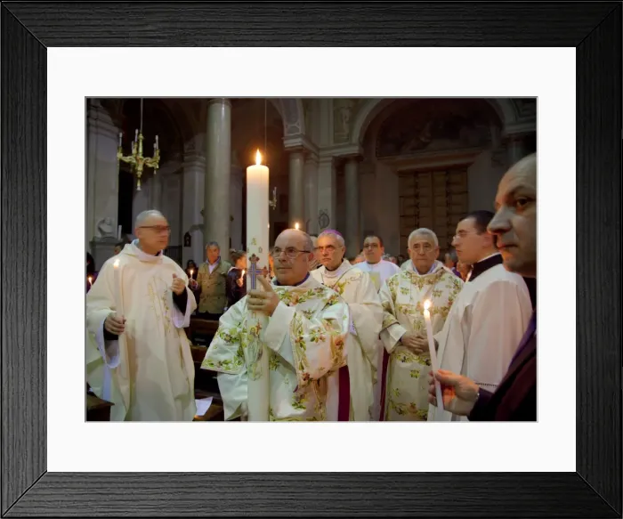 Framed Print : Sicily, Italy, Western Europe; The first candle lit is carried to the altar in a procession around the church, to mark the begining of the New Year at the Cathedral Framed Print : Sicily, Italy, Western Europe; The first candle lit is carried to the altar in a procession around the church, to mark the begining of the New Year at the Cathedral