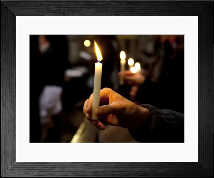 Framed Print : Sicily, Italy, Western Europe; A believer, holding a candle during the Easter Eve ceremony at the Trapani Framed Print : Sicily, Italy, Western Europe; A believer, holding a candle during the Easter Eve ceremony at the Trapani