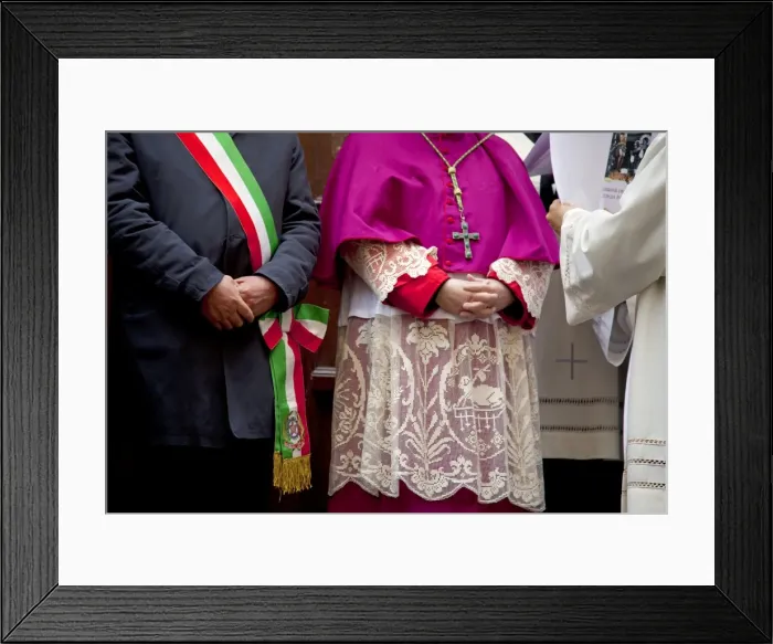Framed Print : Sicily, Italy, Western Europe; The mayor and the bishop; figures of power in the staunch Catholic south Framed Print : Sicily, Italy, Western Europe; The mayor and the bishop; figures of power in the staunch Catholic south