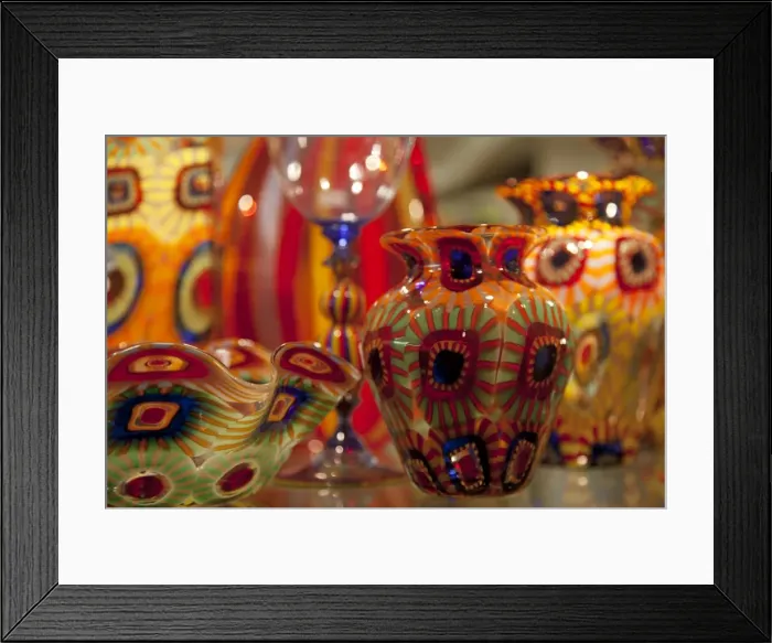 Framed Print : Venice, Veneto, Italy; the famed, colourful Murano Glass on display in a shop window Framed Print : Venice, Veneto, Italy; the famed, colourful Murano Glass on display in a shop window
