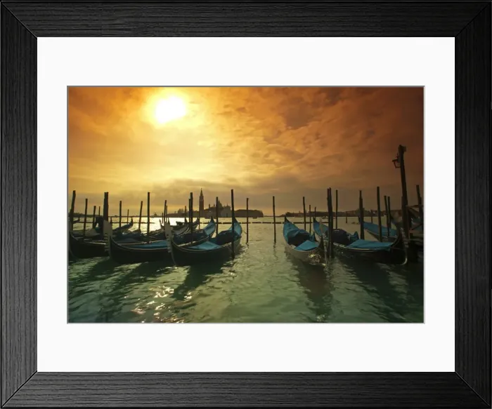 Framed Print : Venice, Veneto, Italy; Gondolas tied at the Bacino di San Marco Framed Print : Venice, Veneto, Italy; Gondolas tied at the Bacino di San Marco