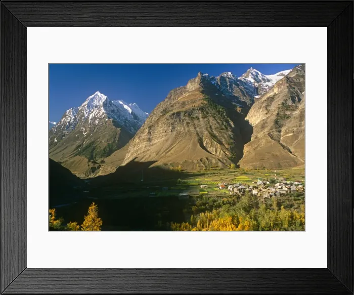Framed Print : India, Himachal Pradesh, Lahaul, near Keylong. The Pattan Valley at Tandi marks the confluence of the Chandra and Bhaga Rivers which together form Framed Print : India, Himachal Pradesh, Lahaul, near Keylong. The Pattan Valley at Tandi marks the confluence of the Chandra and Bhaga Rivers which together form