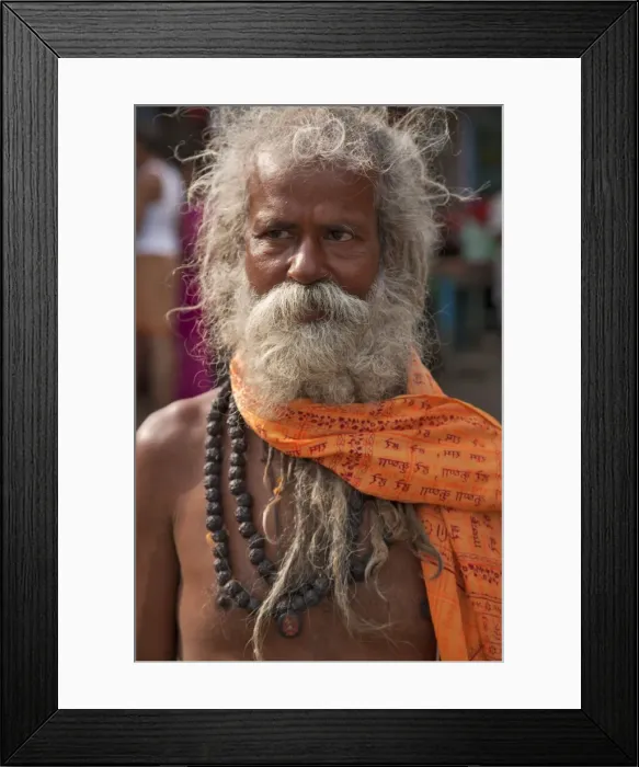 Framed Print : A Hindu holy man, or Sadhu, near Manikula on the outskirts of Kolkata
