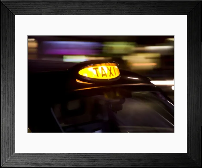 Framed Print : Taxicab at night, London, UK Framed Print : Taxicab at night, London, UK
