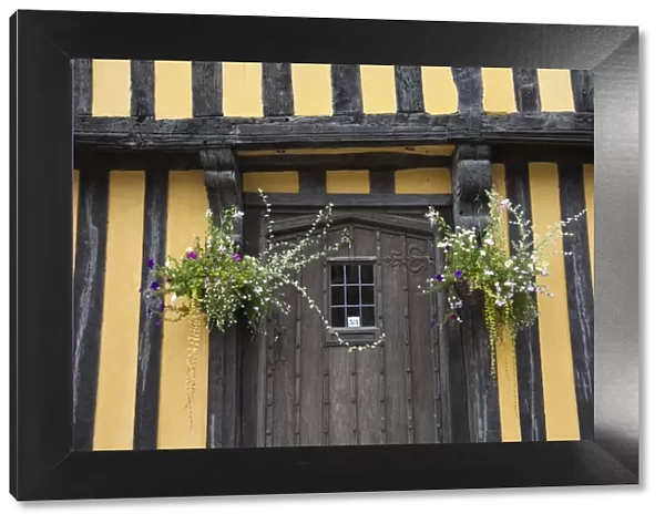 England, Shropshire, Ludlow. An ancient half-timbered house in the market town of Ludlow