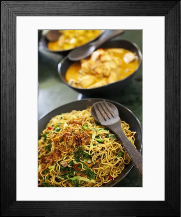 Framed Print : Bali, Ubud. Bowls of traditional Indonesian food at a cookery school in Ubud Framed Print : Bali, Ubud. Bowls of traditional Indonesian food at a cookery school in Ubud