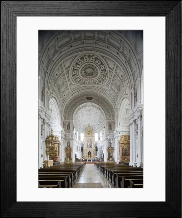 Framed Print : Germany, Bavaria, Munich. The nave of Michaelskirche has an ornate and impressive barrel vaulted roof, the second largest barrel-vaulted roof in the World to St Peter s Framed Print : Germany, Bavaria, Munich. The nave of Michaelskirche has an ornate and impressive barrel vaulted roof, the second largest barrel-vaulted roof in the World to St Peter s