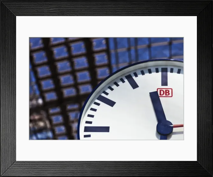 Framed Print : Deutsche Bahn railway station clock in the Berlin Main railway station Framed Print : Deutsche Bahn railway station clock in the Berlin Main railway station