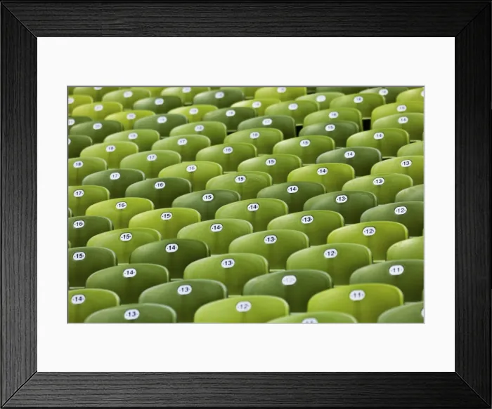 Framed Print : Green stadium seating in the Munich Olympic Stadium, Munich Olympic Park Framed Print : Green stadium seating in the Munich Olympic Stadium, Munich Olympic Park