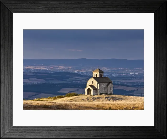 Framed Print : France, Tarn, Dourgne. The tiny Chapelle de St Ferreol on a crest above the village of Dourgne Framed Print : France, Tarn, Dourgne. The tiny Chapelle de St Ferreol on a crest above the village of Dourgne