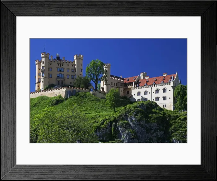 Framed Print : Hohenschwangau Castle viewed from the village of Hohenschwangau, Schwangau Framed Print : Hohenschwangau Castle viewed from the village of Hohenschwangau, Schwangau