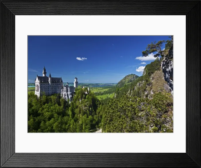Framed Print : Neuschwanstein Castle view from the Marianbrucke, Hohenschwangau, Schwangau Framed Print : Neuschwanstein Castle view from the Marianbrucke, Hohenschwangau, Schwangau