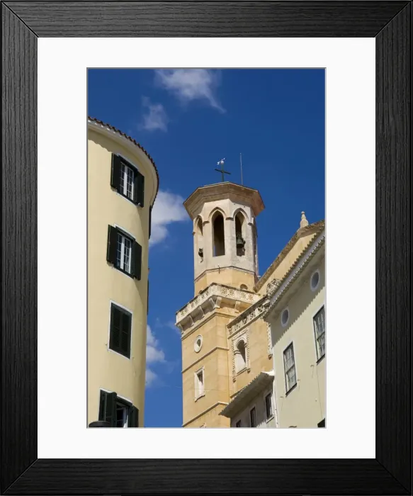 Framed Print : Spain, Menorca, Mahon. Belltower on ornate building in the Menorcan capital Framed Print : Spain, Menorca, Mahon. Belltower on ornate building in the Menorcan capital