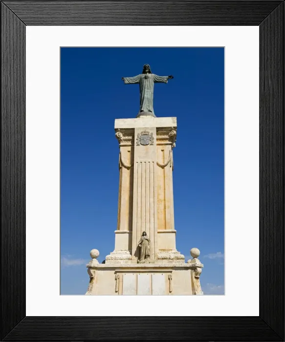 Framed Print : Spain, Menorca. Statue of Christ at Monte Toro, the highest point on the island