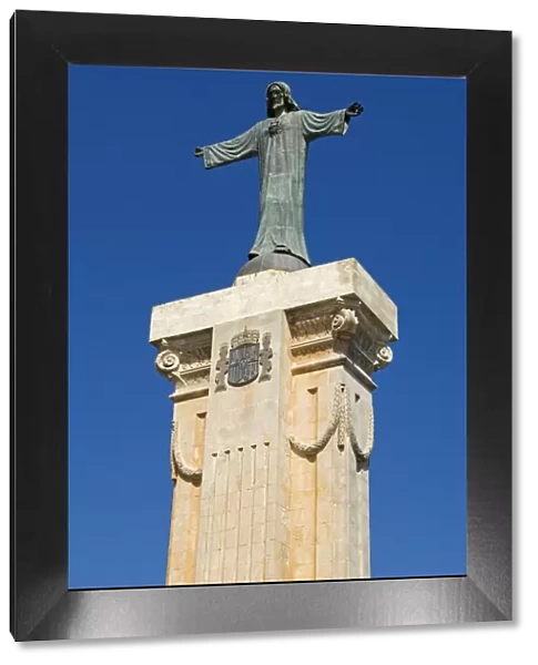 Spain, Menorca. Statue of Christ at Monte Toro, the highest point on the island