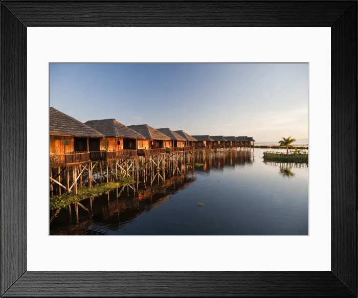 Framed Print : Myanmar, Inle Lake. Golden Island Cottages, a resort for tourists owned by the Pa-O people Framed Print : Myanmar, Inle Lake. Golden Island Cottages, a resort for tourists owned by the Pa-O people