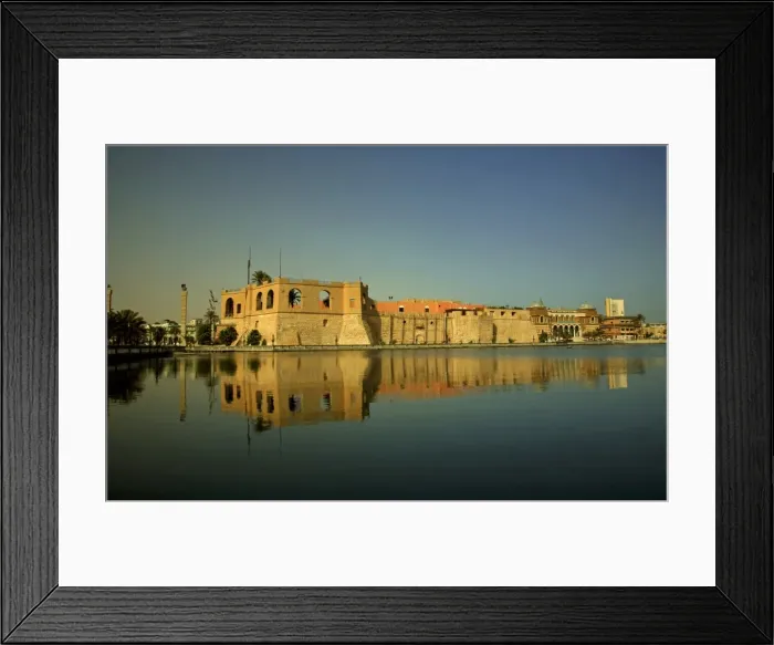 Framed Print : Tripoli, Libya; The Castle; now housing the Museum of the Jamahariya as seen from across a small lake