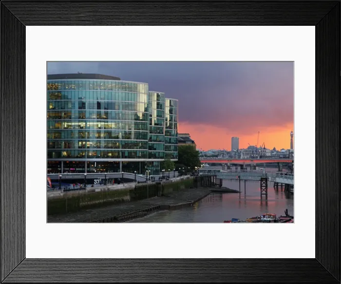 Framed Print : The River Thames in London seen from Tower Bridge with the modern office buildings in front of the City Hall in Framed Print : The River Thames in London seen from Tower Bridge with the modern office buildings in front of the City Hall in