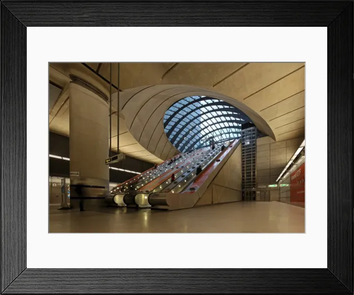 Framed Print : London Canary Wharf Tube Station as part of the Jubilee Line extension was designed by Norman Foster Framed Print : London Canary Wharf Tube Station as part of the Jubilee Line extension was designed by Norman Foster